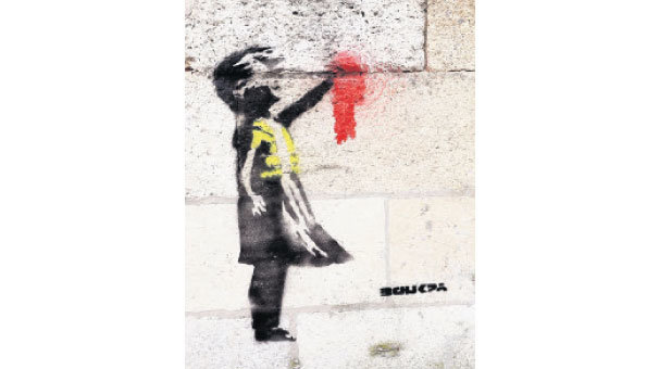 Sarı yelekli Banksy