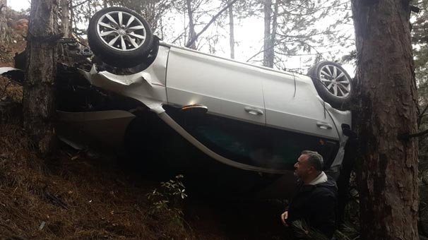 Bursa'da korku dolu anlar! Ağaçlık alana uçtu