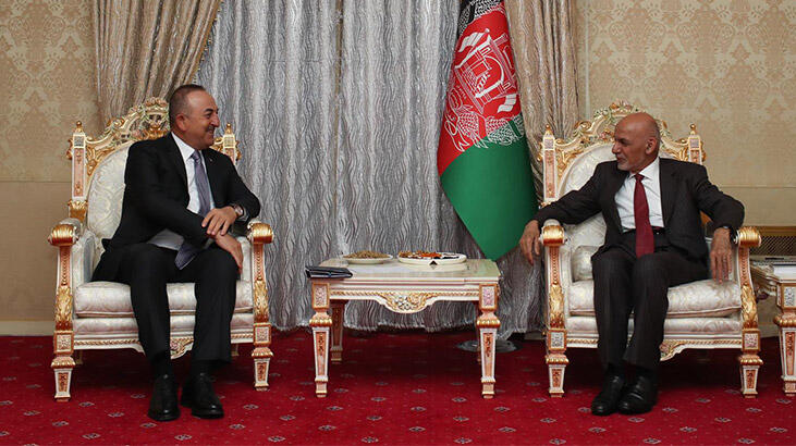 Çavuşoğlu, Afganistan Cumhurbaşkanı Gani ile Tacikistan'da bir araya geldi