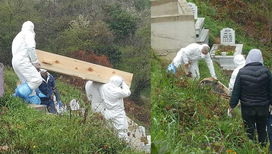 Cenaze defni sonrası tabut böyle imha edildi