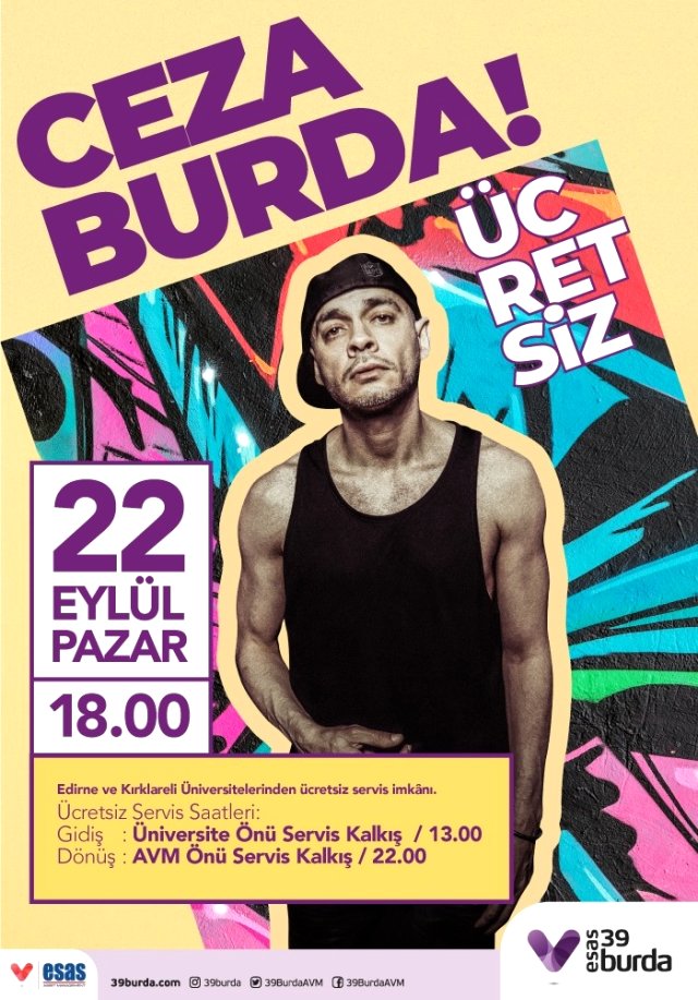 Ceza sevilen şarkılarını 39 Burda'da söyleyecek