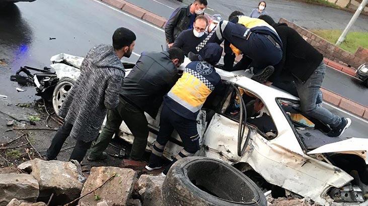 Çok feci kaza! Direksiyon hakimiyetini kaybedince...