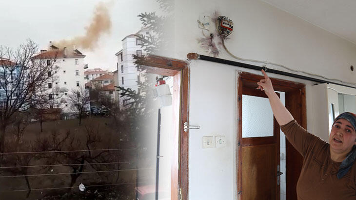 Çubuk'ta apartmanın çatısına yıldırım düştü