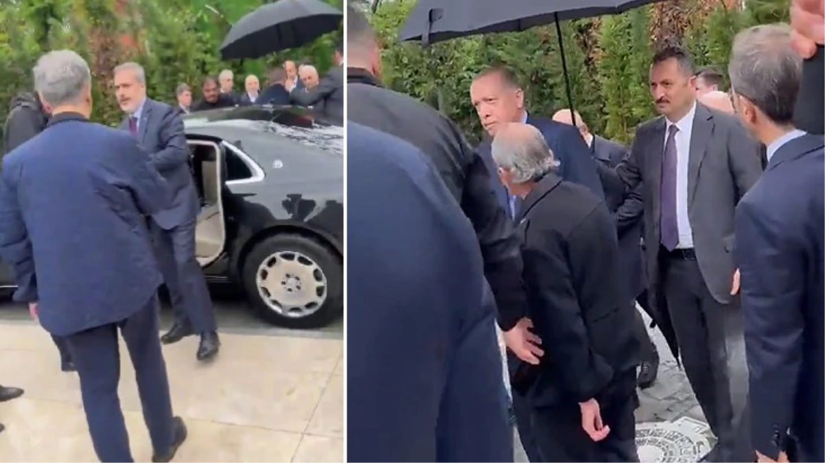 Cumhurbaşkanı Erdoğan, gazeteci Mehmet Barlas'ın cenaze törenine Hakan Fidan ile birlikte gitti