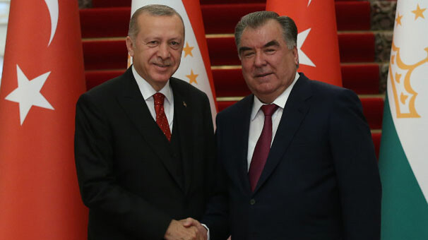 Cumhurbaşkanı Erdoğan, Tacikistan  Cumhurbaşkanı Rahman ile görüştü