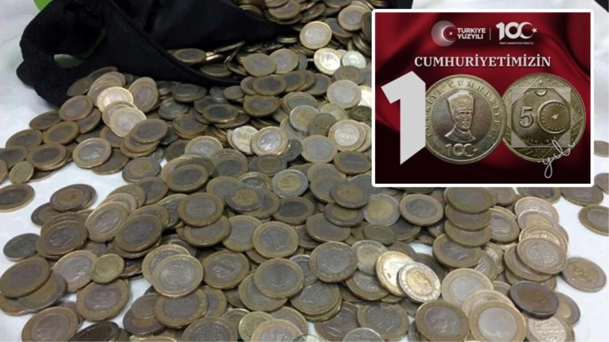Cumhuriyet'in 100. yılına özel 5 TL'lik madeni para tedavüle girdi