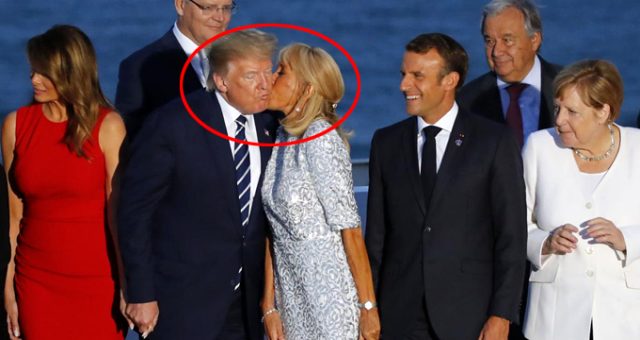 G-7 zirvesine Macron'un eşinin Trump'ı öpmesi damga vurdu!