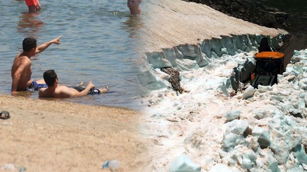 İki fotoğrafta o ilimizde çekildi! Bir tarafta karla mücadele çalışması diğer tarafta...