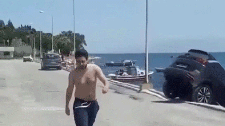 İzmir’de bir kişi kiraladığı lüks cipi denize attı