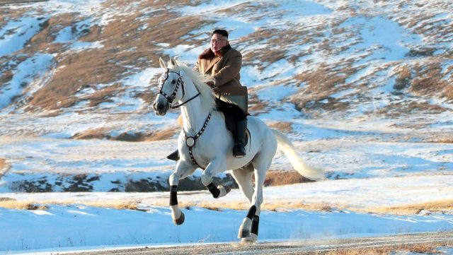 Kuzey Kore lideri Kim Jong-un beyaz atıyla kutsal Paektu dağının zirvesinde poz verdi