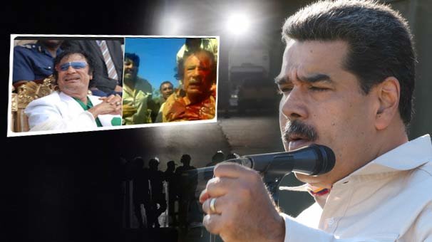 Maduro'ya Kaddafi fotoğrafıyla tehdit