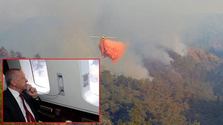 Marmaris'te orman yangını! Cumhurbaşkanı Erdoğan bölgede