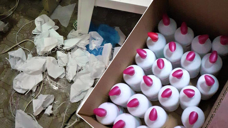 Merdiven altı imalathanede 2 milyon liralık dezenfektan ele geçirildi