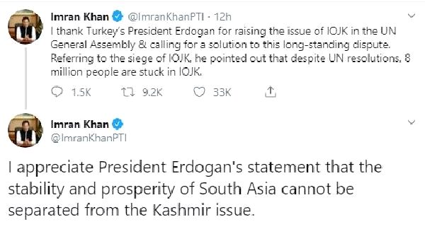 Pakistan başbakanı'ndan erdoğan'a 'keşmir' teşekkürü