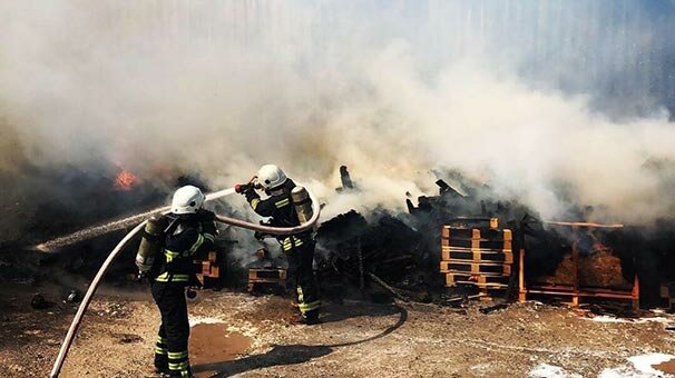 Palet fabrikasında korkutan yangın
