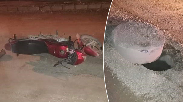 Rögar kapağına çarpan motosikletli öldü