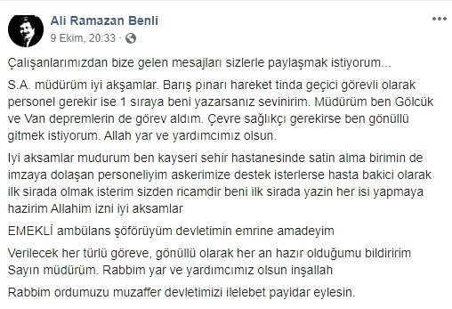Sağlık çalışanları Barış Pınarı Harekatı'nda görev almak istiyor
