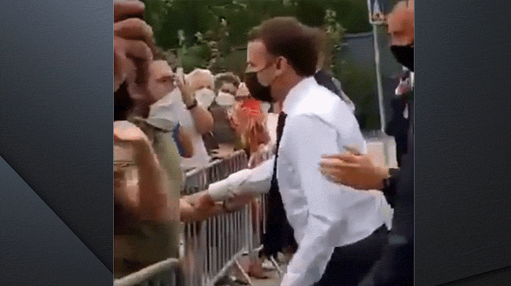 Son dakika... Macron'a tokat attı!