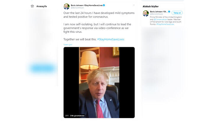 Son dakika! Boris Johnson corona virüse yakalandı.