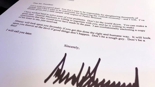 Trump'tan Erdoğan'a mektup: Aptallık etme, dünyayı hayal kırıklığına uğratma