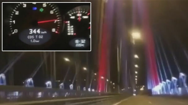 Yavuz Sultan Selim Köprüsü'nde şoke eden anlar! 344 km hızla geçti